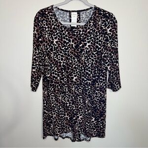 Soma Leopard Print 3/4 Sleeves Cool Nights Short Sleeve Sleepshirt size XS